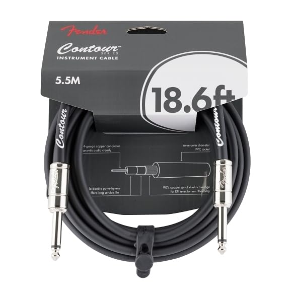 Fender 18.6' Contour Instrument Cable, Black, 18.6FT/5.5M