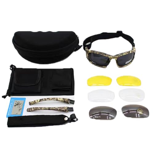 Taktischer Augenschutz, Schutzbrille 4LS, für Herren, Militär-Stil, X7 Polarisierte Sonnenbrille, kugelsicher, Airsoft-Brille, Motorradbrille, Fahrradbrille, Camouflage polarized