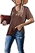 WIHOLL Tops for Women Trendy Short Sleeve Summer T Shirts for Women V Neck Tee Spring Clothes Loose Fitting Business Casual Tops Fashion Clothing Western Outfit for Women Brown L