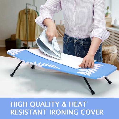 Image of SheeChung 12.5 x 32 Inch Mini Ironing Board Cover - with 100% Cotton Iron Cover and Extra Thick Pad,Resists Scorching and Staining,Fits for Small Tabletop Ironing Board (Ironing Board Not Included)