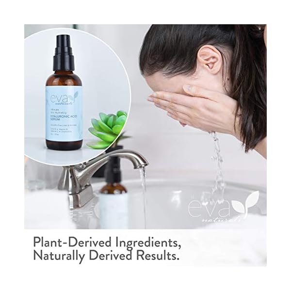 Eva-Naturals-Anti-Aging-Hyaluronic-Acid-Serum-For-Face-Professional-Potent-Hydrating-Anti-Wrinkle-Formula-For-Fine-Line-Uneven-Skin-Tone-Contains-Vitamin-C-B-E-Paraben-Free-2-Oz Eva Naturals Pure Hyaluronic Acid Serum For Face - Facial Serum - Wrinkles and Fine Lines - Perfect Hydrating Serum for Face and Dry Skin - Pairs with Vitamin C Serum (2 Oz)