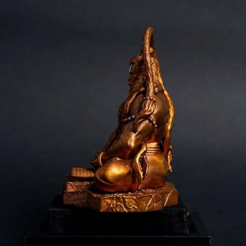 Image of Artjenius Hanuman Ji Murti Lord Bajrangbali Dhyan Mudra Meditation for Home|Car Dashboard| Decorative Showpiece|Decorative Cherub Angel Garden Statue|Bronze Finish|Gift -11 cm (Resin, Gold)