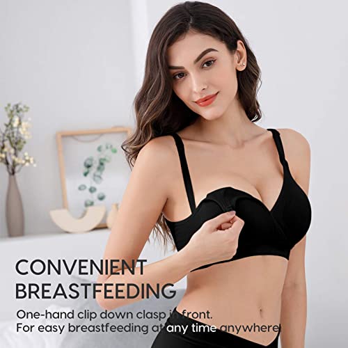 Vinfact 3 Pack Nursing Bras for Breastfeeding Seamless V Neck Maternity Bra Women Pregnancy Breastfeeding Bra2
