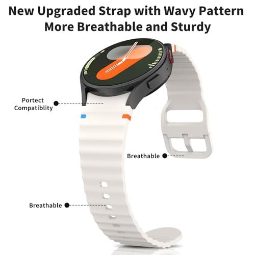 Image of Tobfit Silicone Bands for Samsung Galaxy Watch 7 Strap 40mm 44mm Women Men, 20mm Adjustable Sports Replacement Strap for Galaxy Watch 7 /FE /6 /6 Classic /5 /5 Pro /4 /4 Classic