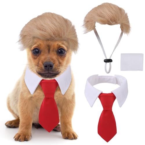 EXPAWLORER-3-Pack-Funny-Dog-Costume-Pet-Clothes-with-Collar-Tie-Cat-Dog-Wig-Toy-Holiday-Apparel-for-Party-Small-Medium-Dogs