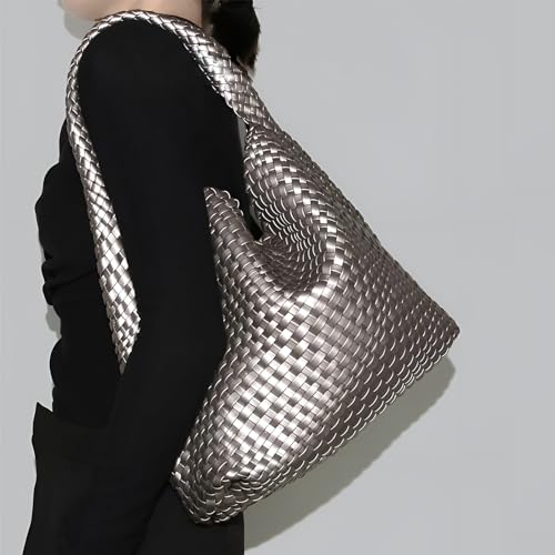 Image of Geelyda Woven Tote Bag for Women with Purse, Fashion Shoulder Hobo Underarm Bags, Large Woven Handmade Work Commuter Day Bags