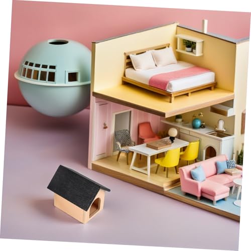 KOMBIUDA 3 Stück Teiliges Miniatur Hundehaus aus Holz Robustes Realistisches Puppenhaus Haustierzubehör Niedlicher Vielseitiger Mini-hundekennel für Puppenhaus Garten und Spielsets