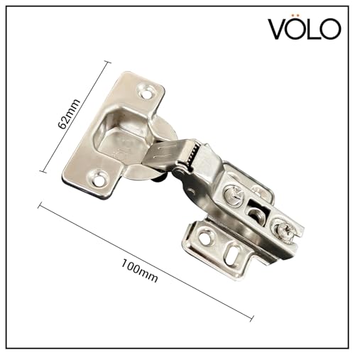 Image of VOLO Cabinet Hinges, Set of 1 (2 Pieces) for Furniture, Wardrobes, Doors, and Storage Units | (2D Normal (Mild Steel), 8 Crank | Half Overlay)
