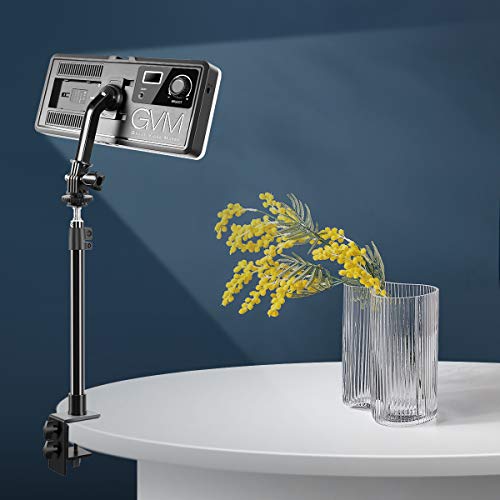 Image of GVM Bi-Color Video Light On-Camera Light CRI97 + Dimmable 3200K-5600K, LED Video Light Panel with C-clamp ​Stand for YouTube DSLR Camera Camcorder Photo Lighting