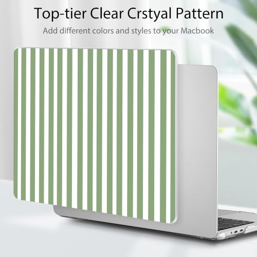 Image of Tuiklol for MacBook Air 13 inch Case M5 2026 M4 2025 M3 2024 M2 2022 Model | Number A3449 / A3240 / A3113 / A2681, Plastic Hard Shell Cover for MacBook Air 13.6 with Touch ID, Striped-Green