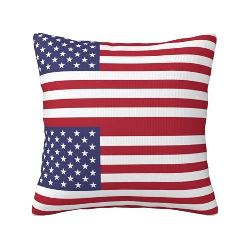 Qwvbn Federa per cuscino in peluche double-face, 45,7 x 45,7 cm, stampa bandiera americana, morbida e confortevole, per camere da letto, salotti e posti a sedere