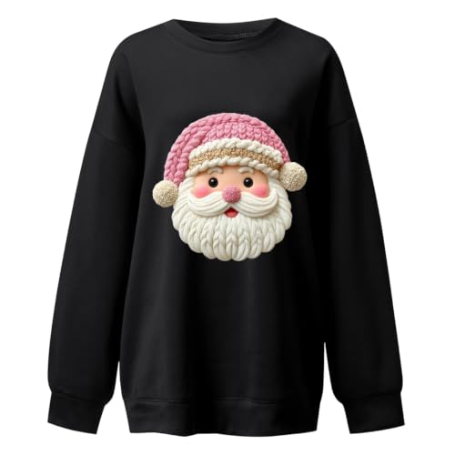 Christmas Sweatshirt for Women Cute Santa Graphic Long Sleeve Pullover - image 3