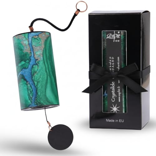 Zaphir Klangspiel Crystalide Frühling | Windspiel Geschenkverpackung in Schwarz - Chimes als Geschenk für Yoga, Kinder und Meditation in Grün