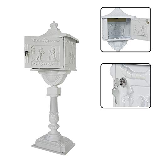 Mail Box Heavy Duty Mailbox Postal Box Security Cast Aluminum Vertical Pedestal #TOP2