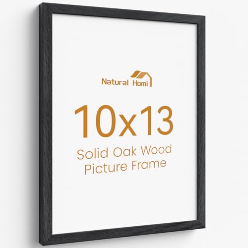 Image of 10x13 Picture Frame,Solid Oak Wood 10 inchx13 inch Photo Frame, Black Color Tempered Real Glass 10 by 13 Wooden Frames with No Mat,13x10 Picture Frames for Wall or Tabletop Display
