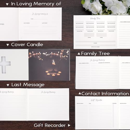 Image of Funeral Guest Book for Memorial Service - in Loving Memory Guest Sign in Book, Celebration of Life Memorial Guest Book, Hardcover Condolence Book with 94 Pages for 70 Guests