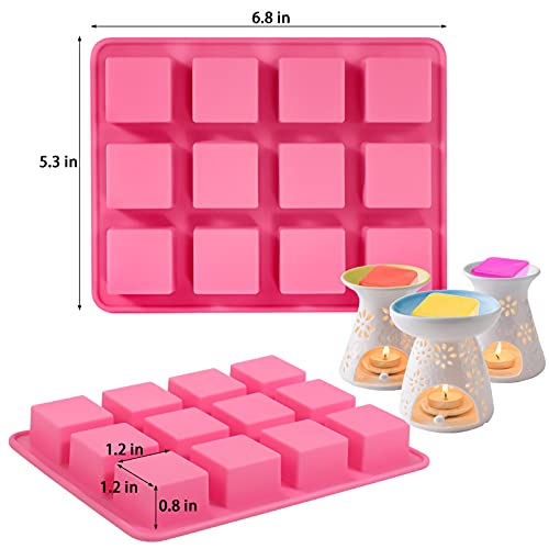 Mity Rain Silicone Wax Melts Mold, 2Pcs 12-Cavities Square Baking Molds Set For Candle-Making And Scented Wax Melts, Baby Food Chocolate Truffles, Ganache, Jelly, Candy, Praline. #TOP6