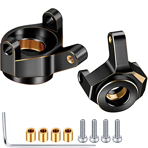 2 Pieces Brass Steering Knuckle Brass of Golden Black Inner Portal Drive Housing Steering Knuckle Weights Steering Knuckle Counterweight Compatible with AXIAL SCX24 AXI90081 1/24 RC Car