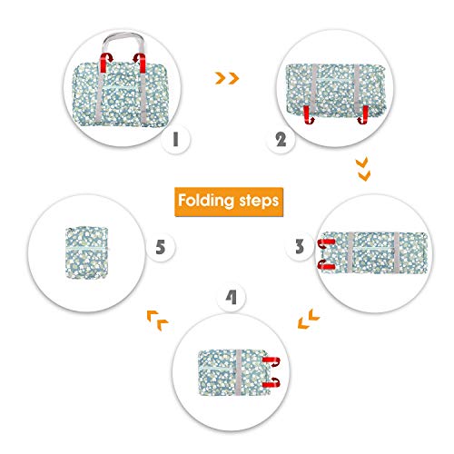 Wandf Foldable Travel Duffel Bag Luggage Sports Gym Water Resistant Nylon (A-Tropical Flower)