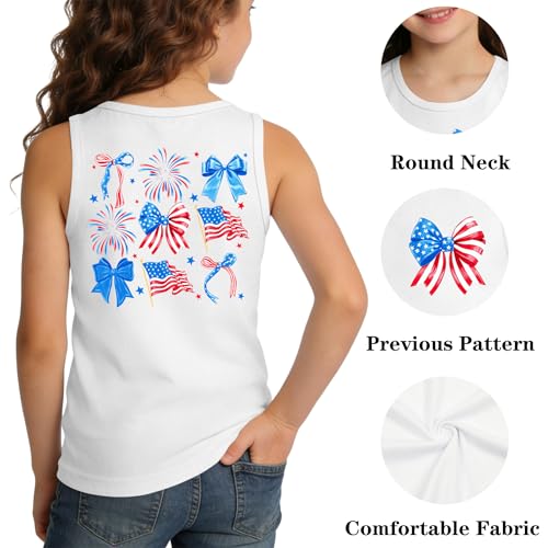 Image of Ithalt Girls 4th of July Tank Top for Kids Boys USA Patriotic Shirt American Flag Tshirt Red White and Blue Sleeveless