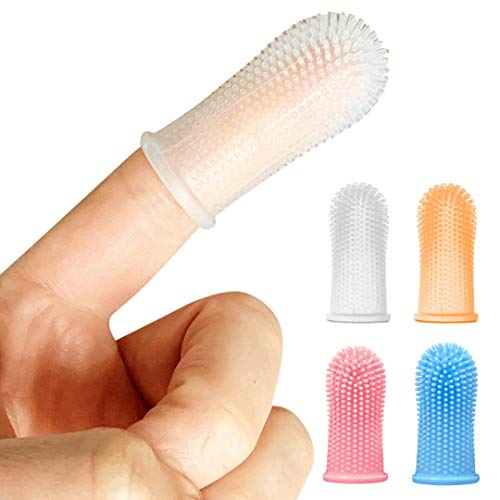 360º Bristle Silicone Baby Finger Toothbrush, 100% BPA Free for Toddlers and Infants 3 Months and Up, Full Surround Design for Teeth and Gum Cleaning; 4 Sets of BrushesMulti-Colors