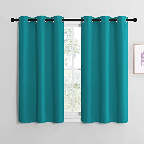 NICETOWN ROM Darkening Curtains 40 inch Length 2 Panels, Thermal Insulated Grommet Blackout Curtains for Modern Casual Elegant Bedroom Kids Room Theme