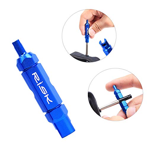 NUMAMA Bicicletta valvola Core Strumento di rimozione della Doppia Testa Multifunzionale Extender Wrench-Blue