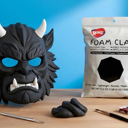 Image of BOHS Foam Clay, Black Air Dry Modeling Clay, 1.1 lb