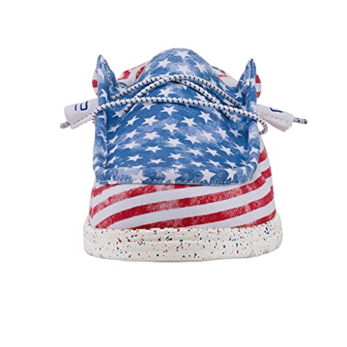 Image of HEYDUDE Men's Wally Patriotic Slip On Shoe | Lightweight Canvas Loafers with No Tie Laces