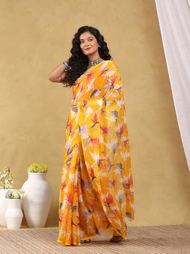 Image of Garden Vareli Floral Print Nara Chiffon Saree 73475