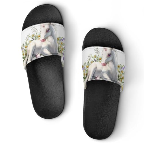 Chaussons licorne antidérapants : sandales de douche sécurisées pour femme