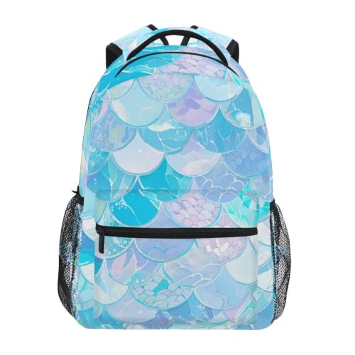 Sac à dos école écailles bleu argenté pour l'ordinateur des ados