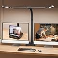 sandiea LED Desk Lamp for Home Office - 24W Bright Double Head Desk Light with Clamp Eye Caring Architect Task Light 25 Lighting Modes Adjustable Flexible Gooseneck Lamp (All Black)