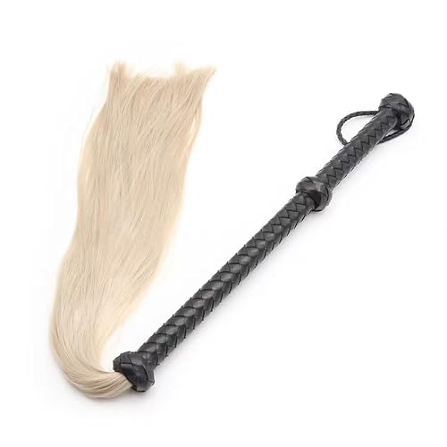HHAura Leather Flogger Whip with Extra Long Handle, Premium BDSM Flogger, Comfortable Grip, Sensory Play Tool, Adjustable Control for Beginners and Experienced Users