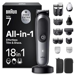 Braun Multigroom All-in-One Series 7, 18-in-1 Trimmer, AIO7585, Grau