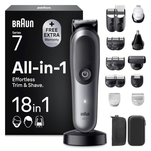 Braun Rasoio Elettrico Barba e Capelli Serie 7, Accessori AIO7585 Grigio