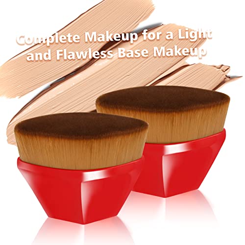 Image of Foundation Brush, Daubigny Perfect Makeup Brush for Face Blush Liquid Powder Foundation Brush for Blending Liquid, Cream or Flawless Powder Cosmetics with Protective Case (Red)