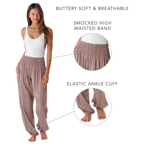 Image of Lotus and Luna Women's Harem Pants Thai Pants for Beach & Lounge High Waisted Flowy Boho Pants Genie Pants Yoga Pants