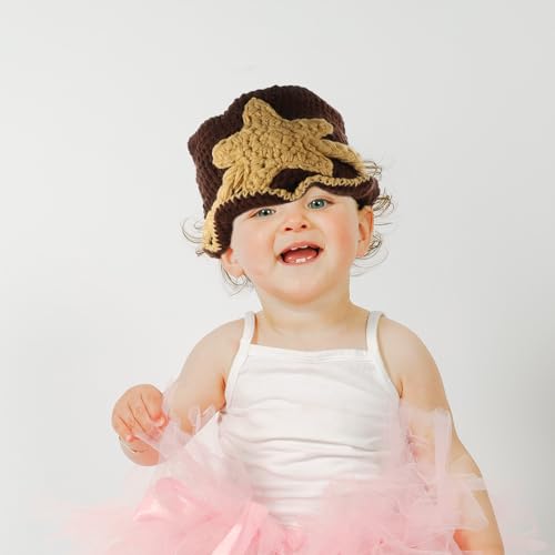 Gorro de lana para niño tejido a mano en color café, elástico y transpirable 6