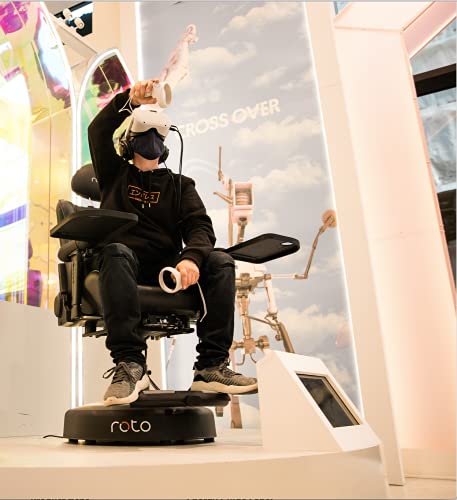 Image of Roto VR Motorized Interactive Gaming Chair Plus Accessories Bundle - Fully Immersive Technology - Auto Turns Where You Look - Ergonomic Virtual Reality Games Chair for Use with VR Headsets - Black