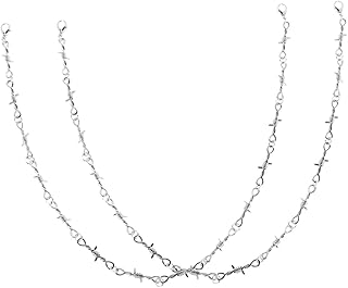 BIUDECO Metal Barbed Wire Necklace Gothic Jewelry for Women Jewelry for Men Thorns Chain