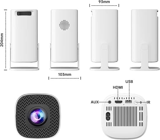 Image of Native 1080P Smart Android Projector | 280 ANSI Lumens | WiFi 6 & Bluetooth 5.0 | Auto Keystone, 180 Rotatable | Portable Home Theater Mini Projector with Built-in Speaker