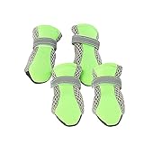 4Pcs Dog Shoes Magic Sticker Closure Breathable Fabric Non-Slip Puppy Boots for Outdoor Valentine's Day/Mother's Day/Wedding/Anniversary/Party/Graduation/Christmas/Birthday Gifts - Green M