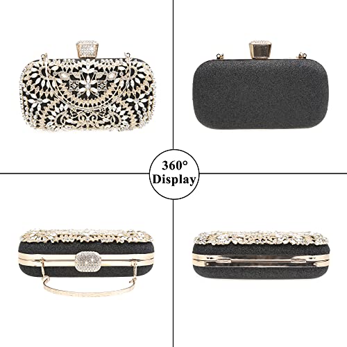 Image of DA BODAN Womens Sparkly Rhinestone Crystal Clutch Bag Glitter Sequin Bridal Purse Evening Handbag for Wedding Party Prom