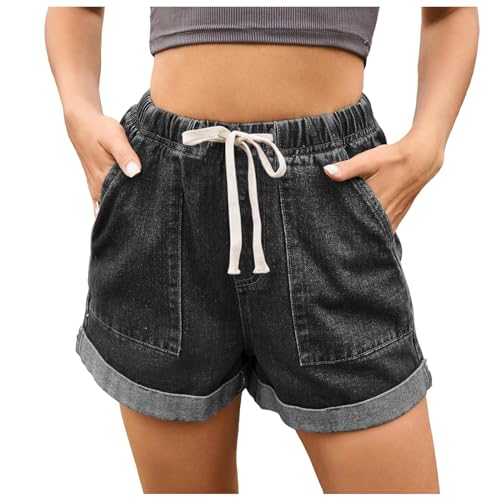 Shorts femme d'été short en denim mode à bande élastique taille L coloris gris