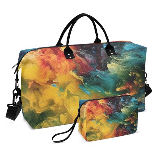 Large Travel Duffel Bag, Doodle Colorful Sports Tote Gym Bag, Shoulder Weekender Overnight Bag for Women Men, Carry On Luggage with Toiletry Bags