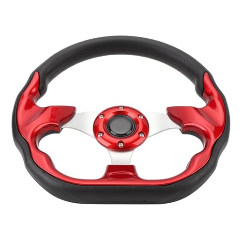 13-Zoll-Sportlenkrad Im Rennstil mit Verbessertem Grip, für Pumaterial, Leichtgängiger Handhabung, Einfacher Installation, Geeignet für die Meisten Fahrzeuge und Rennwagen, für (Rot)