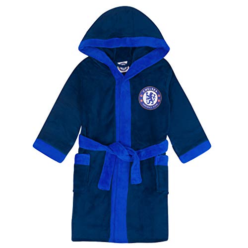 Chelsea FC Official Soccer Gift Mens Hooded Fleece Dressing Gown Robe2