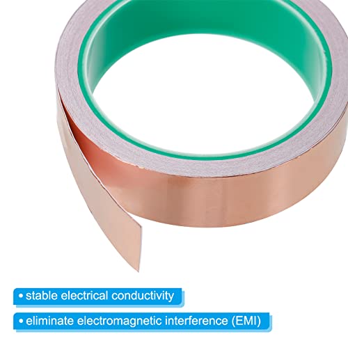 Image of PATIKIL Copper Foil Tape 1 Inch x 33 Feet 0.05mm Thick Double Sided Conductive Adhesive EMI Shielding for Electronics, Circuits, Grounding