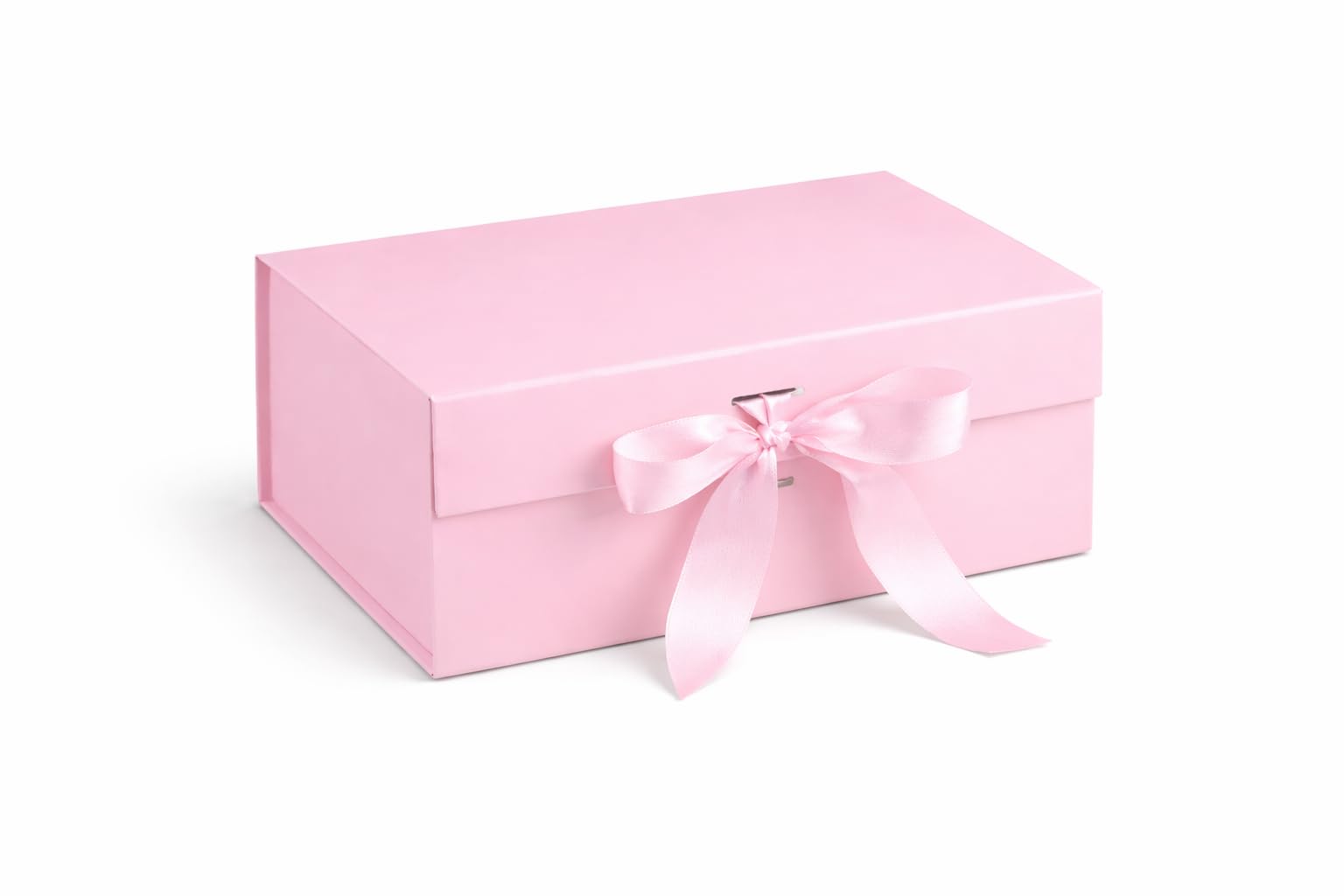 1 Piece Pink Magnetic Gift Box with Ribbon for Birthday & Wedding Hamper, Collapsible Premium Gift Box for Return Gifts & Packaging (25 x 20 x 10 cm) (PINK)